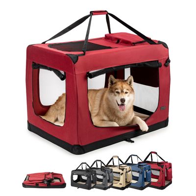 lionto faltbare Hundetransportbox aus robustem Stoff für Auto und Reisen