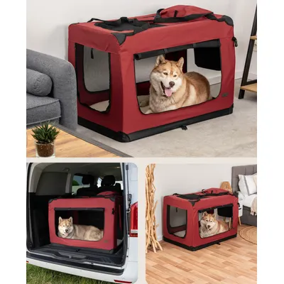 lionto faltbare Hundetransportbox aus robustem Stoff für Auto und Reisen lionto faltbare Hundetransportbox aus robustem Stoff für Auto und Reisen