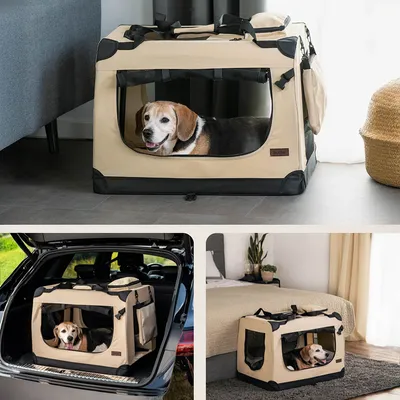 lionto transport chien pliable auto voyage tissu robuste noir