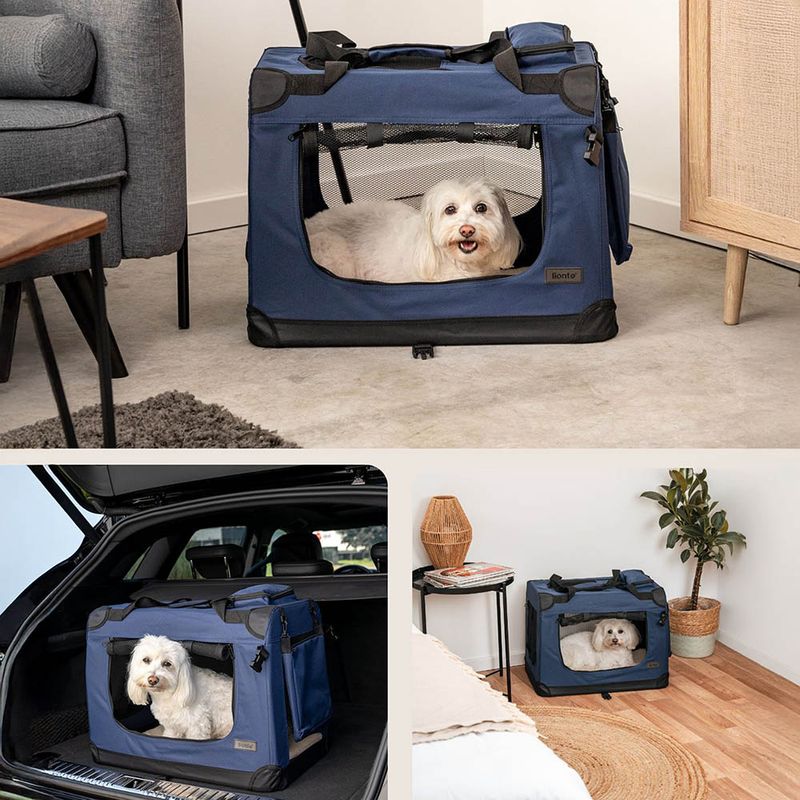 lionto transport chien pliable auto voyage tissu robuste noir