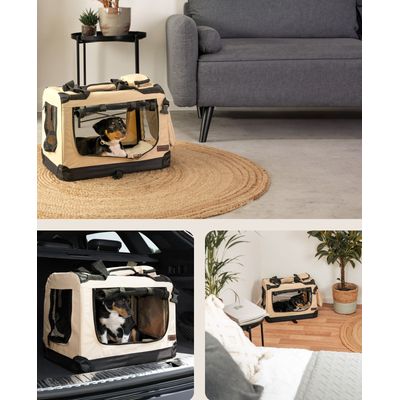 lionto caisse de transport chien pliable, tissu robuste, voyage