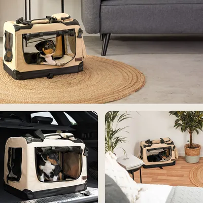 lionto transport chien pliable auto voyage tissu robuste noir
