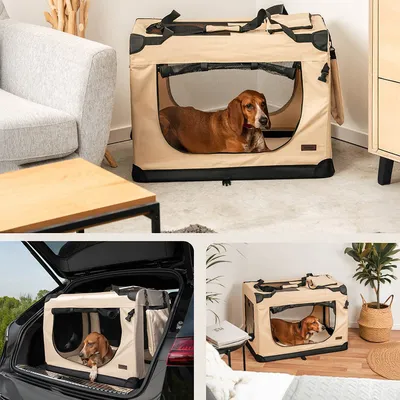 lionto transport chien pliable auto voyage tissu robuste noir
