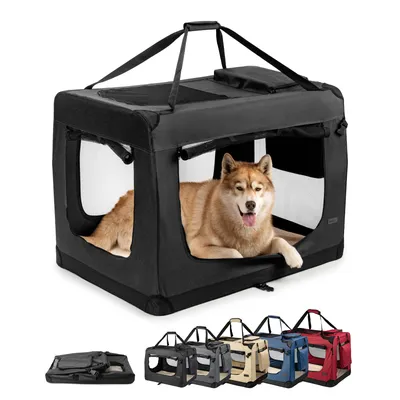 lionto faltbare Hundetransportbox aus robustem Stoff für Auto und Reisen lionto faltbare Hundetransportbox aus robustem Stoff für Auto und Reisen