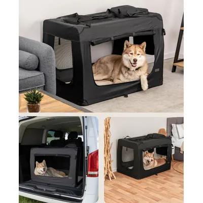 lionto faltbare Hundetransportbox aus robustem Stoff für Auto und Reisen lionto faltbare Hundetransportbox aus robustem Stoff für Auto und Reisen