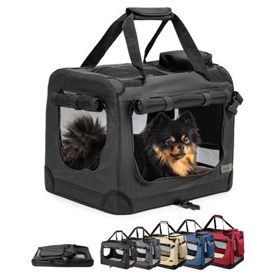 lionto caisse de transport chien pliable, tissu robuste, voyage