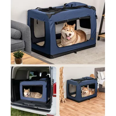 lionto faltbare Hundetransportbox aus robustem Stoff für Auto und Reisen lionto faltbare Hundetransportbox aus robustem Stoff für Auto und Reisen