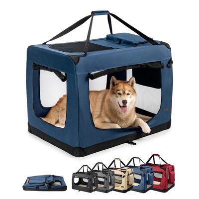lionto faltbare Hundetransportbox aus robustem Stoff für Auto und Reisen