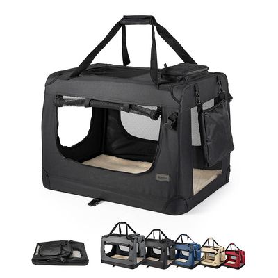 lionto transport chien pliable auto voyage tissu robuste noir XXL : 90 x 61 x 65 cm, Noir