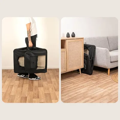 lionto transport chien pliable auto voyage tissu robuste noir