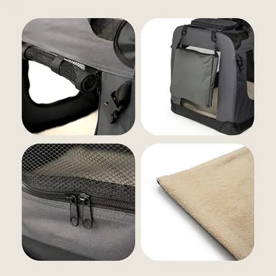 lionto transport chien pliable auto voyage tissu robuste noir