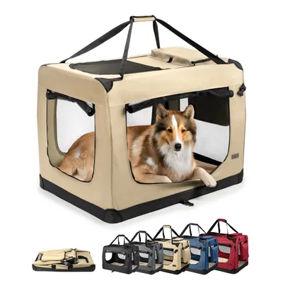 lionto faltbare Hundetransportbox aus robustem Stoff für Auto und Reisen lionto faltbare Hundetransportbox aus robustem Stoff für Auto und Reisen