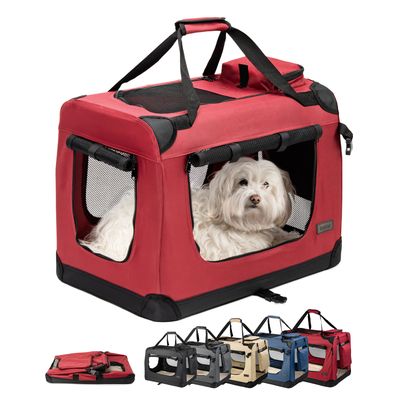 lionto faltbare Hundetransportbox aus robustem Stoff für Auto und Reisen