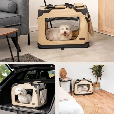 lionto transport chien pliable auto voyage tissu robuste noir