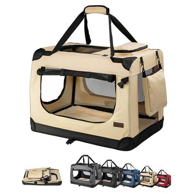 lionto transport chien pliable auto voyage tissu robuste noir M : 60 x 42 x 44 cm, Beige