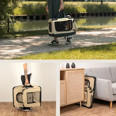 lionto transport chien pliable auto voyage tissu robuste noir