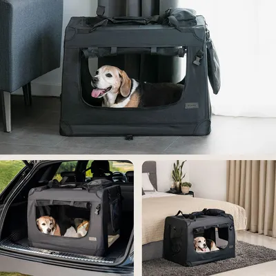 lionto transport chien pliable auto voyage tissu robuste noir