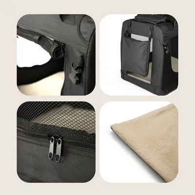 lionto transport chien pliable auto voyage tissu robuste noir