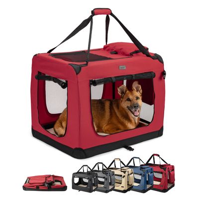 lionto faltbare Hundetransportbox aus robustem Stoff für Auto und Reisen