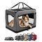 lionto caisse de transport chien pliable, tissu robuste, voyage 90x61x65 cm XXL jusqu'à 22 kg / gris