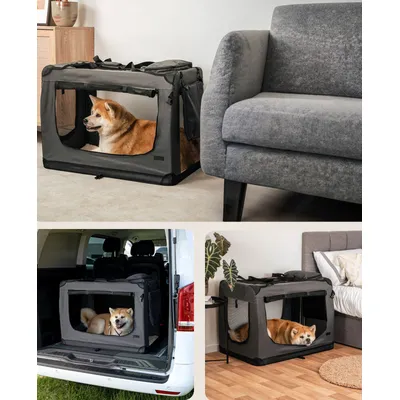 lionto faltbare Hundetransportbox aus robustem Stoff für Auto und Reisen lionto faltbare Hundetransportbox aus robustem Stoff für Auto und Reisen