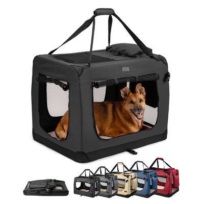 lionto caisse de transport chien pliable, tissu robuste, voyage