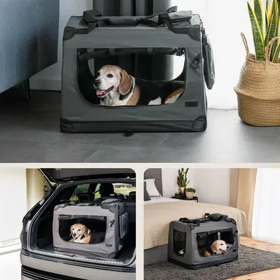 lionto transport chien pliable auto voyage tissu robuste noir