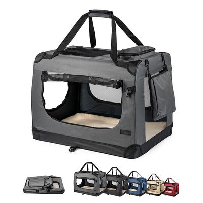 lionto transport chien pliable auto voyage tissu robuste noir L : 70 x 52 x 50 cm, Gris