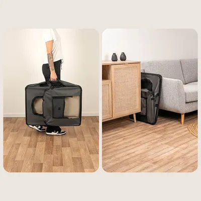 lionto transport chien pliable auto voyage tissu robuste noir