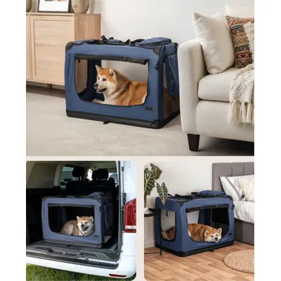 lionto faltbare Hundetransportbox aus robustem Stoff für Auto und Reisen lionto faltbare Hundetransportbox aus robustem Stoff für Auto und Reisen