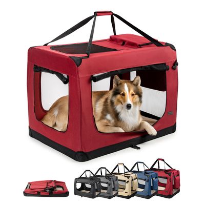 lionto faltbare Hundetransportbox aus robustem Stoff für Auto und Reisen
