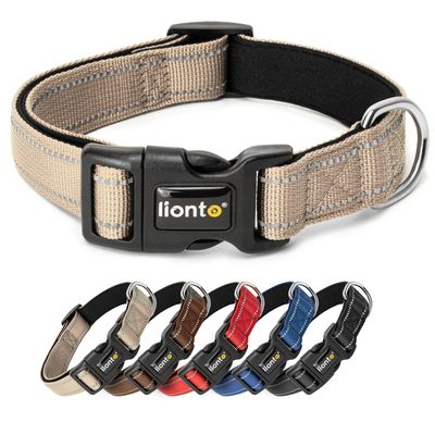 lionto collier pour chien en nylon, rembourré, réfléchissant 360°