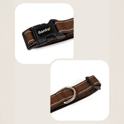 lionto collier pour chien en nylon, rembourré, réfléchissant 360°