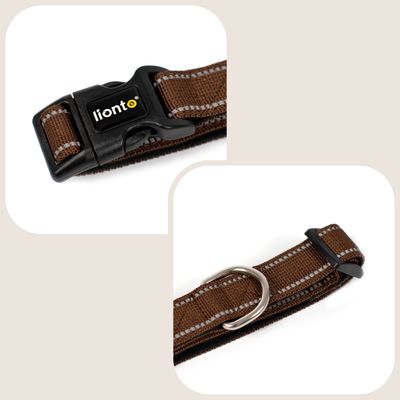 lionto Hundehalsband aus Nylon, gepolstert, 360° reflektierend