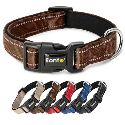 lionto collier pour chien en nylon, rembourré, réfléchissant 360°