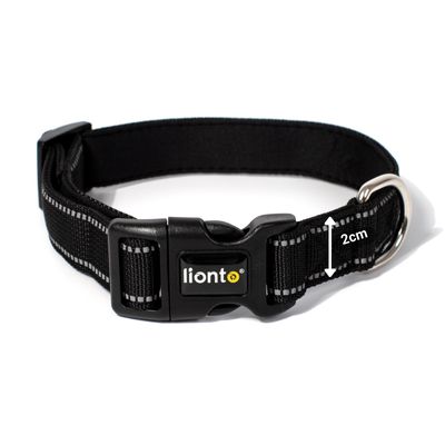 lionto Hundehalsband aus Nylon, gepolstert, 360° reflektierend