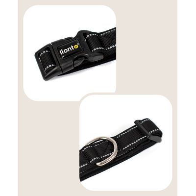 lionto Hundehalsband aus Nylon, gepolstert, 360° reflektierend