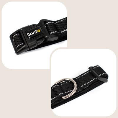 lionto Hundehalsband aus Nylon, gepolstert, 360° reflektierend