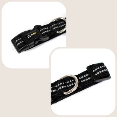 lionto Hundehalsband aus Nylon, gepolstert, 360° reflektierend