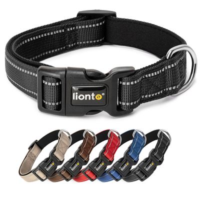 lionto collier pour chien en nylon, rembourré, réfléchissant 360°