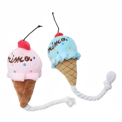 IntiMeg Lot de 2 jouets en peluche pour chien en forme de crème glacée