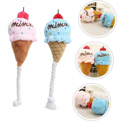 IntiMeg Lot de 2 jouets en peluche pour chien en forme de crème glacée