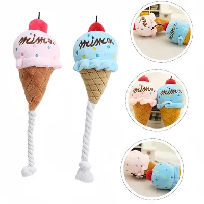 IntiMeg Lot de 2 jouets en peluche pour chien en forme de crème glacée