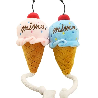IntiMeg Lot de 2 jouets en peluche pour chien en forme de crème glacée