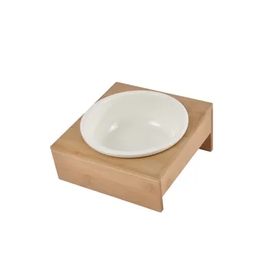 Gamelle Surélevée pour Chien et Chat - Support en Bois et Bol Céramique
