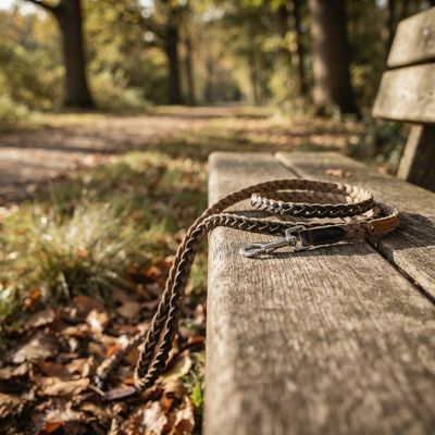 Laisse en cuir tresse naturel pour chien
