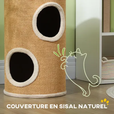 PawHut - arbre à chat tour H.60 cm - beige