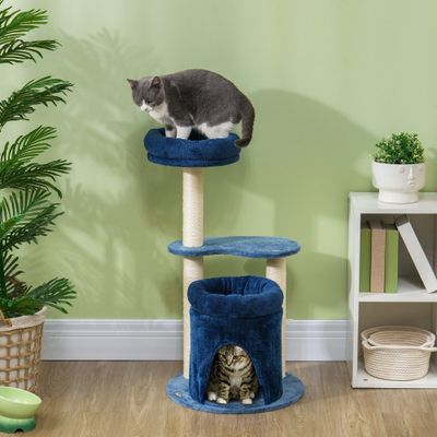 PawHut - arbre à chat design H.85 cm - bleu roi