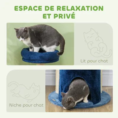 PawHut - arbre à chat design H.85 cm - bleu roi