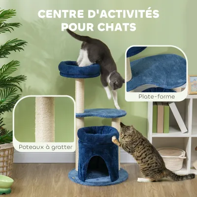 PawHut - arbre à chat design H.85 cm - bleu roi